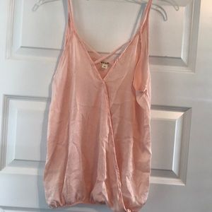 Light pink tank top with lace up detailing